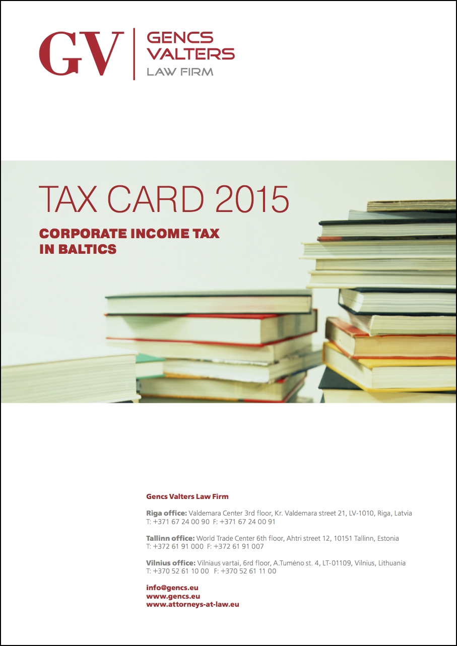 Tax card 2015, Corporate income tax in Baltics: Latvia, Lithuania, Estonia